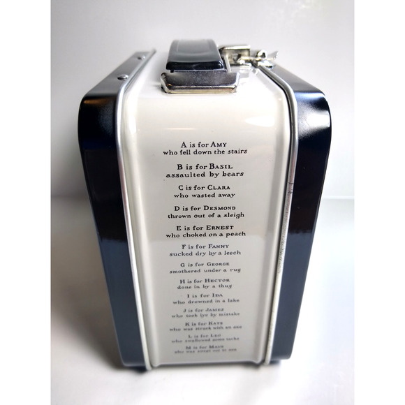 The Gashlycrumb Tinies Edward Gorey Goth Grey Metal Lunchbox Tin 2003 Halloween - Picture 3 of 9